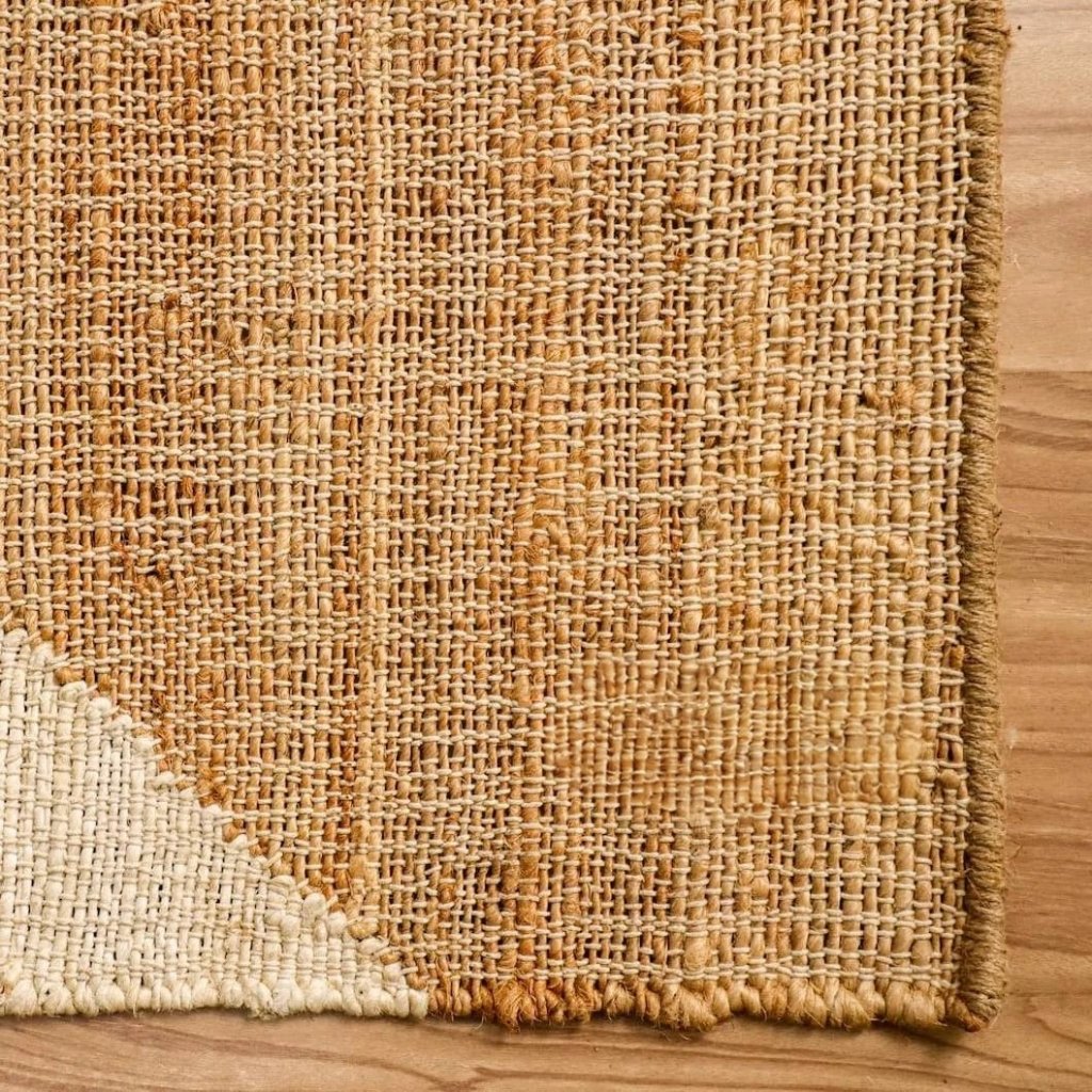 Beige Jute Blend Abstract Area Rug