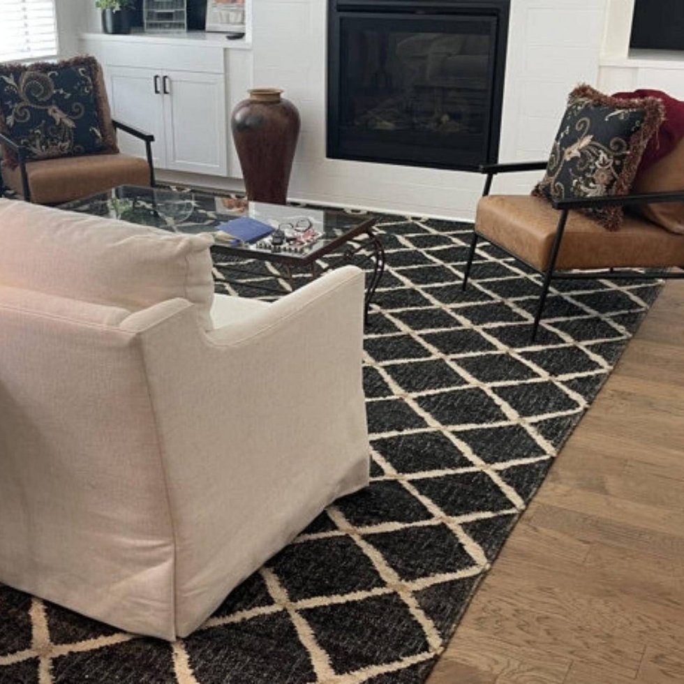 Black diamond cotton jute area rug - Image 3