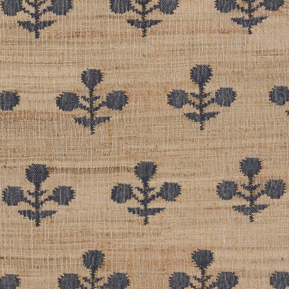 Black flower cotton and jute rug - Image 3