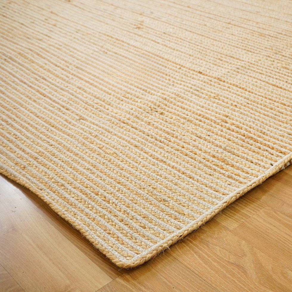 Braided white striped jute area rug - Image 3