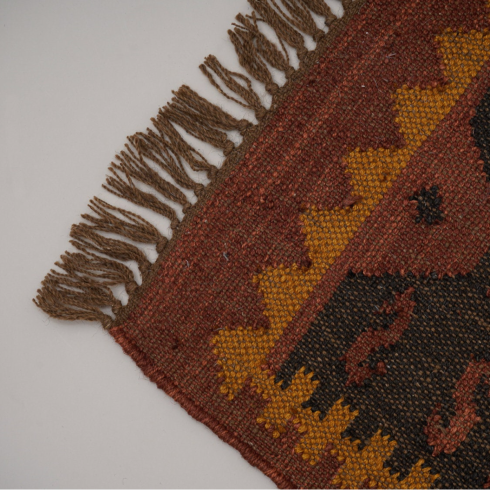 Brown navajo wool and jute rug - Image 4