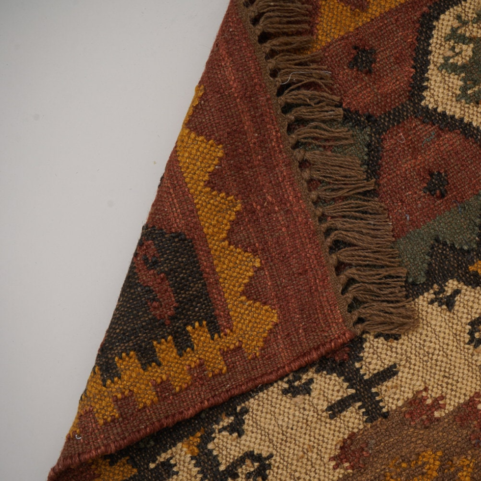 Brown navajo wool and jute rug - Image 5