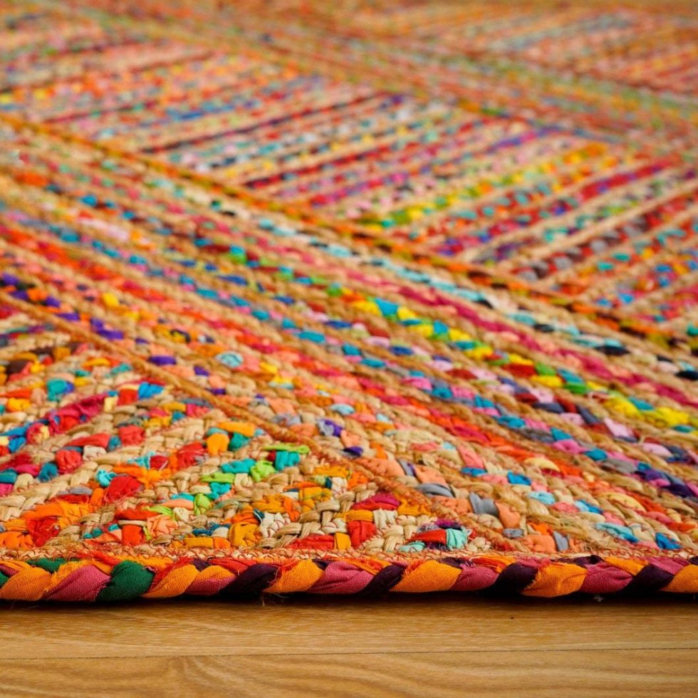 Chindi multicolor stripe jute rug - Image 3