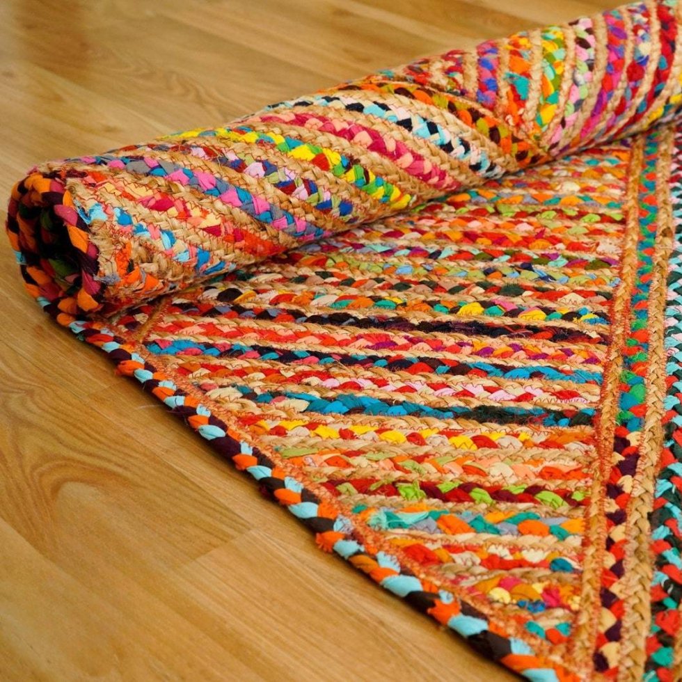 Chindi multicolor stripe jute rug - Image 2
