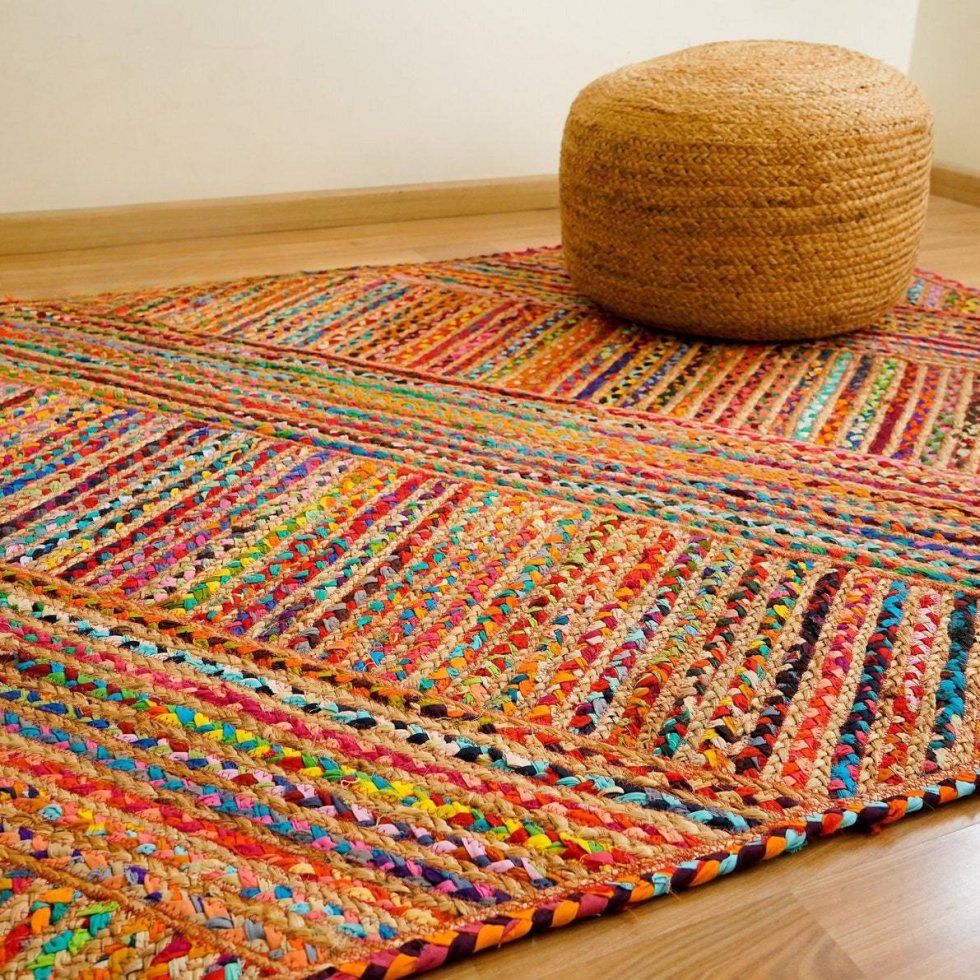 Chindi multicolor stripe jute rug