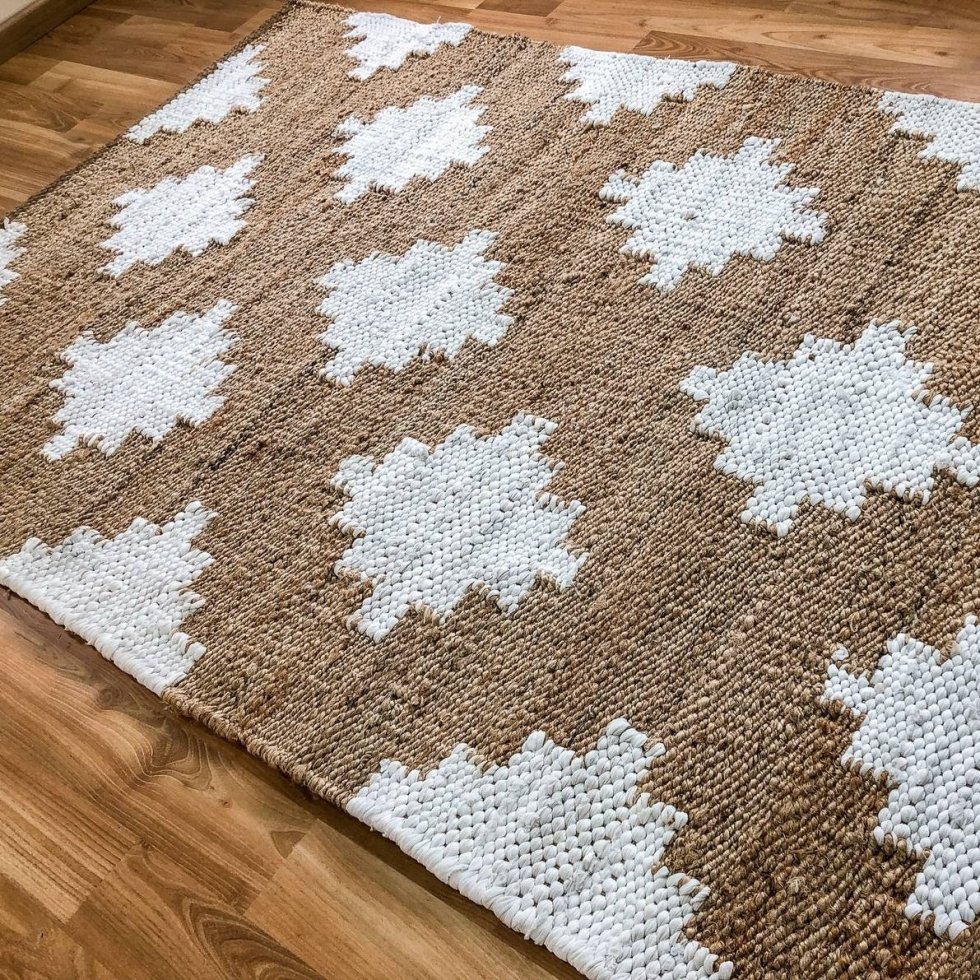 Diamond pattern Jute hemp rug