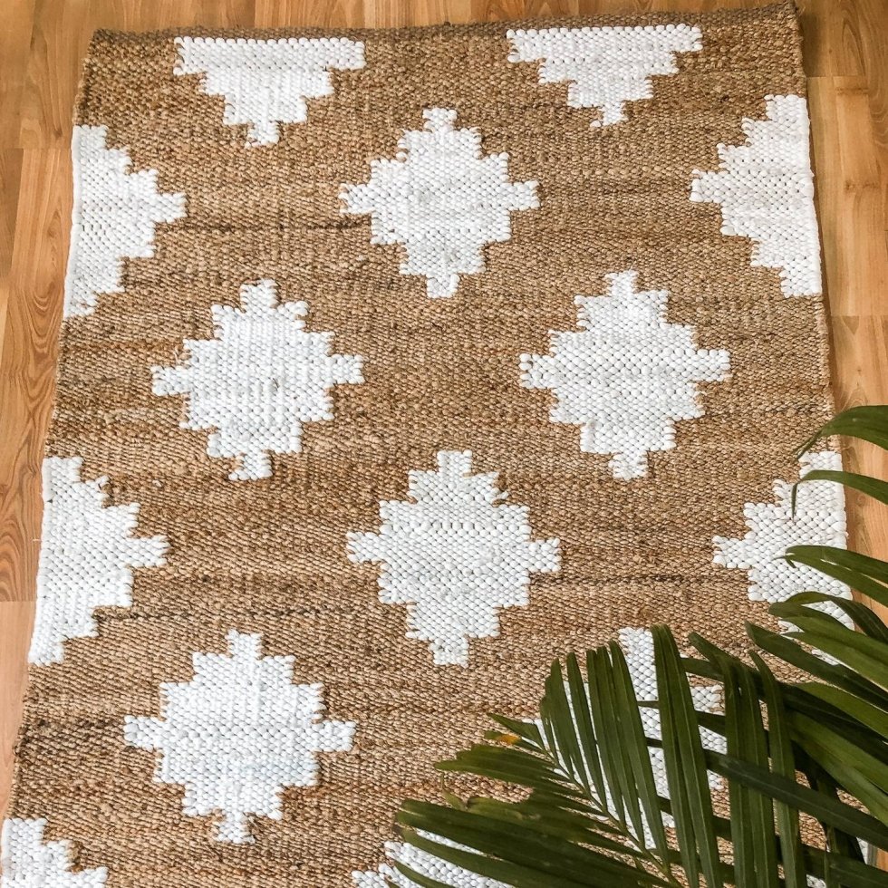 Diamond pattern Jute hemp rug - Image 5