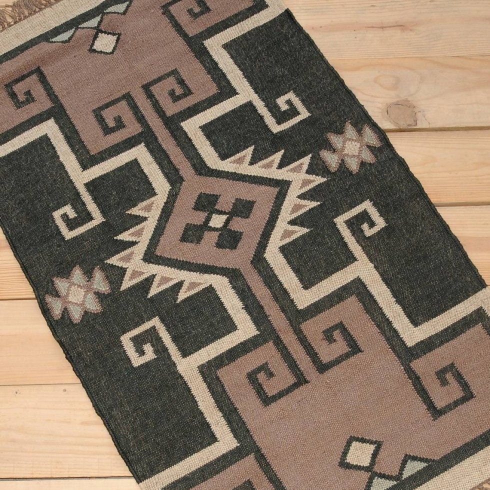 Flatweave jute and wool rug - Image 2