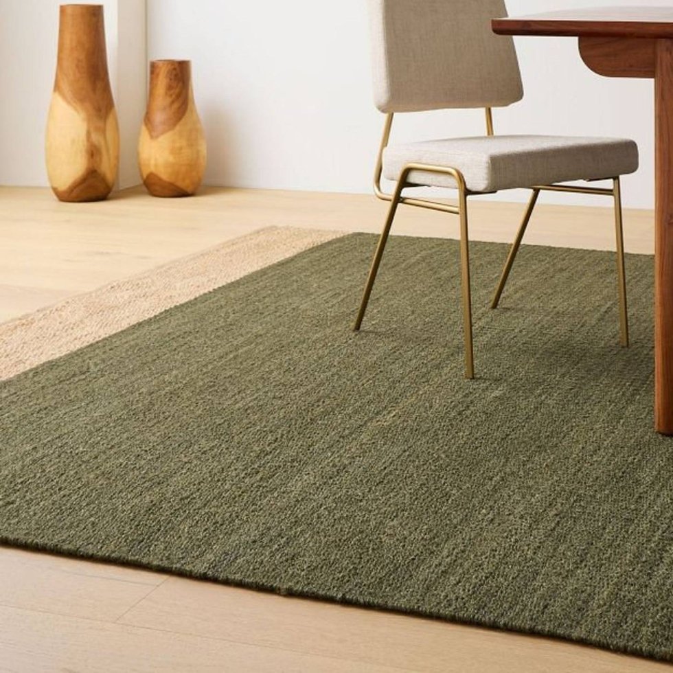 Green hemp and jute area rug