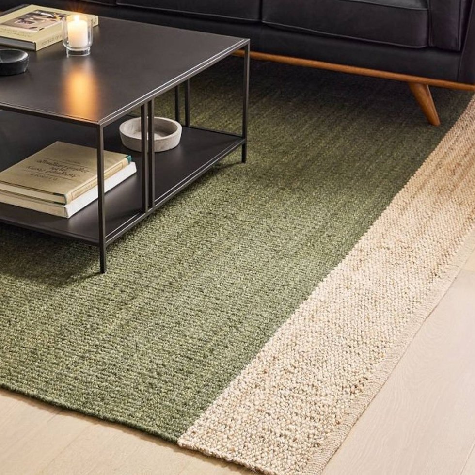Green hemp and jute area rug - Image 4