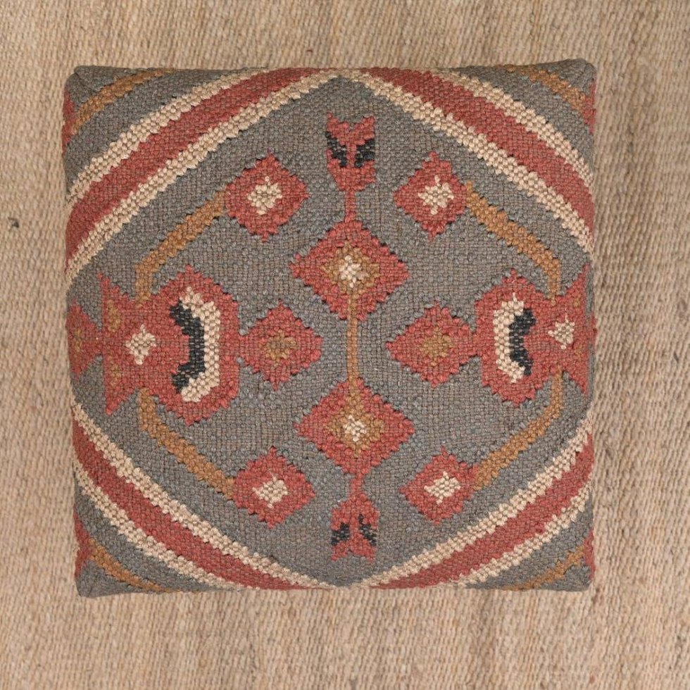 Grey jute stool ottoman - Image 3