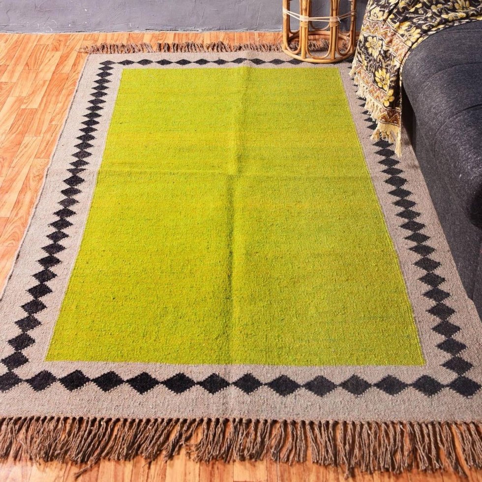 Green wool and jute rug - Image 2