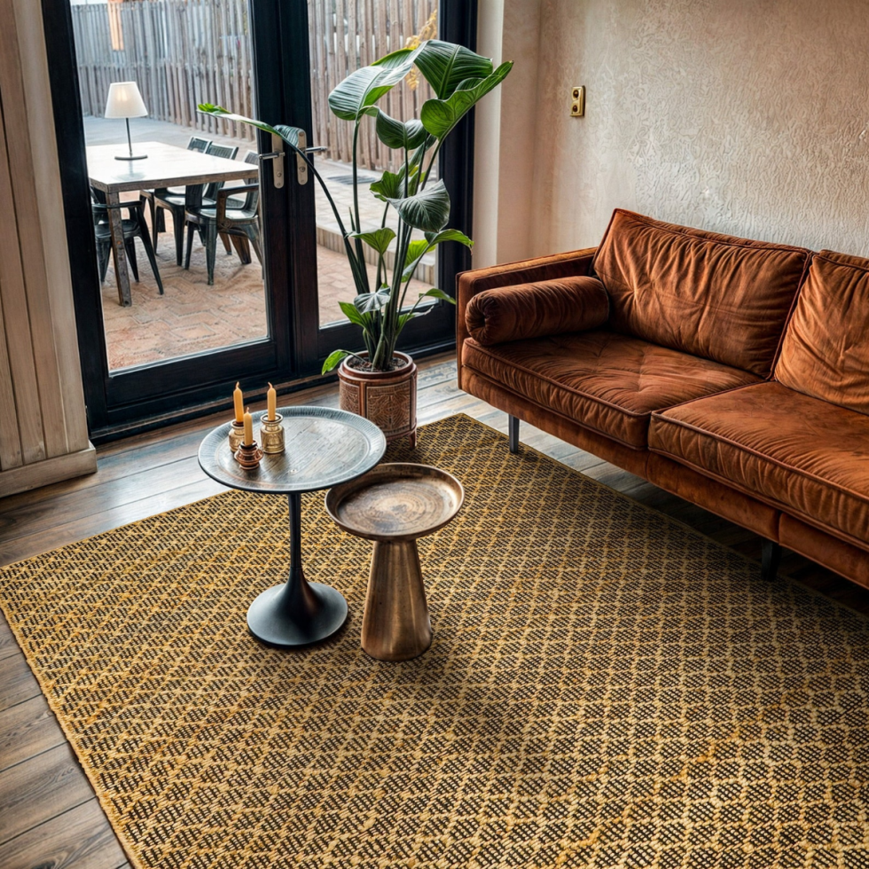 Handwoven jute ribbed solid rug