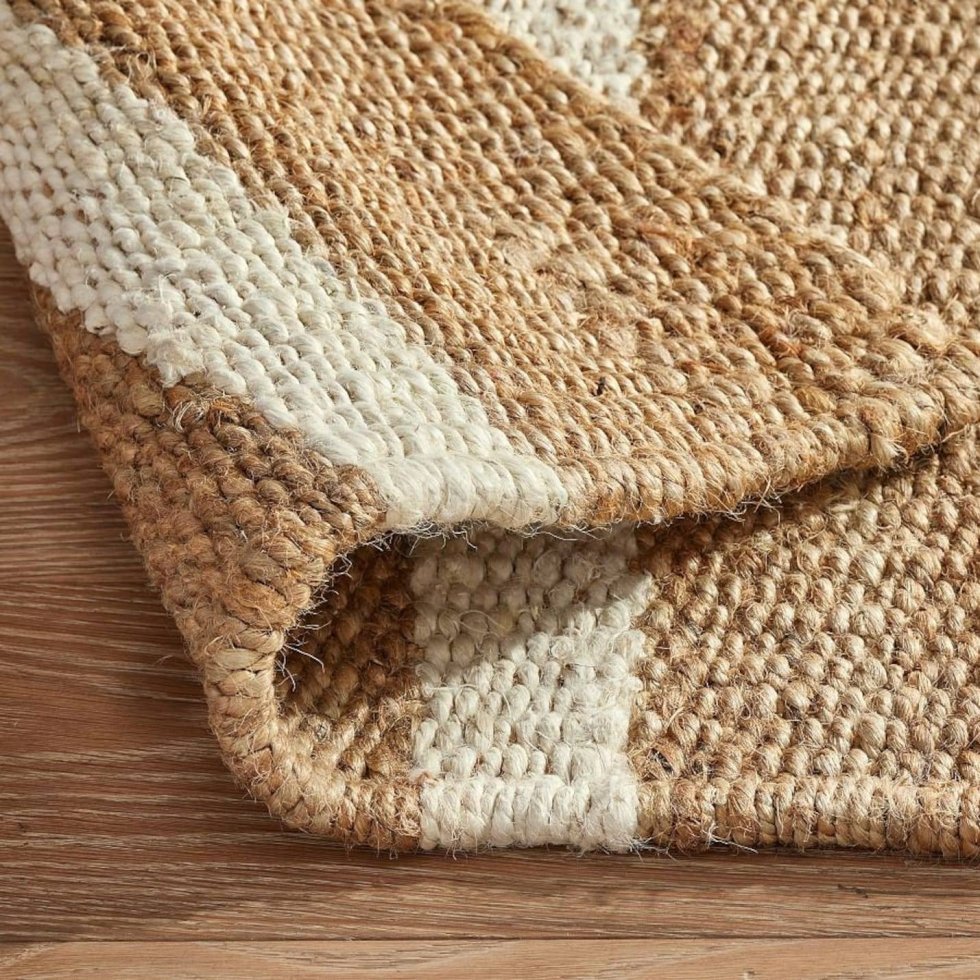 Hemp and jute rug with white stripes - Image 5