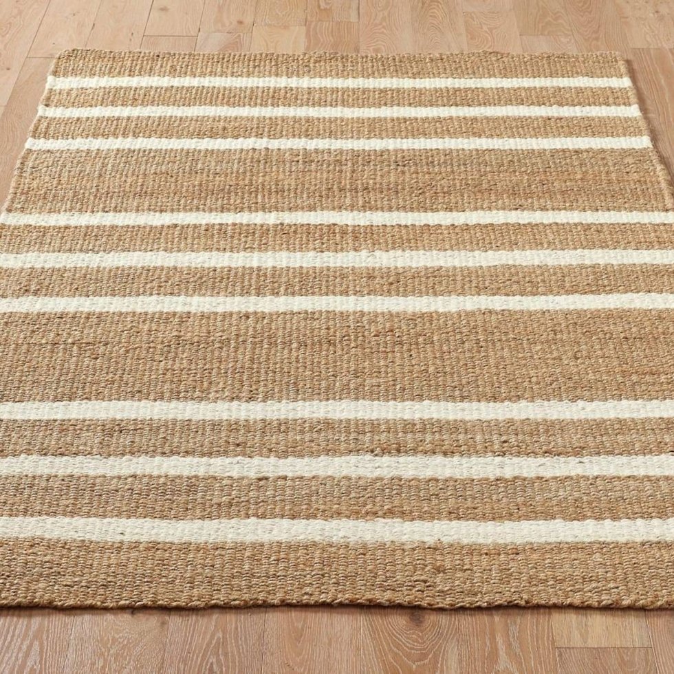 Hemp and jute rug with white stripes - Image 3