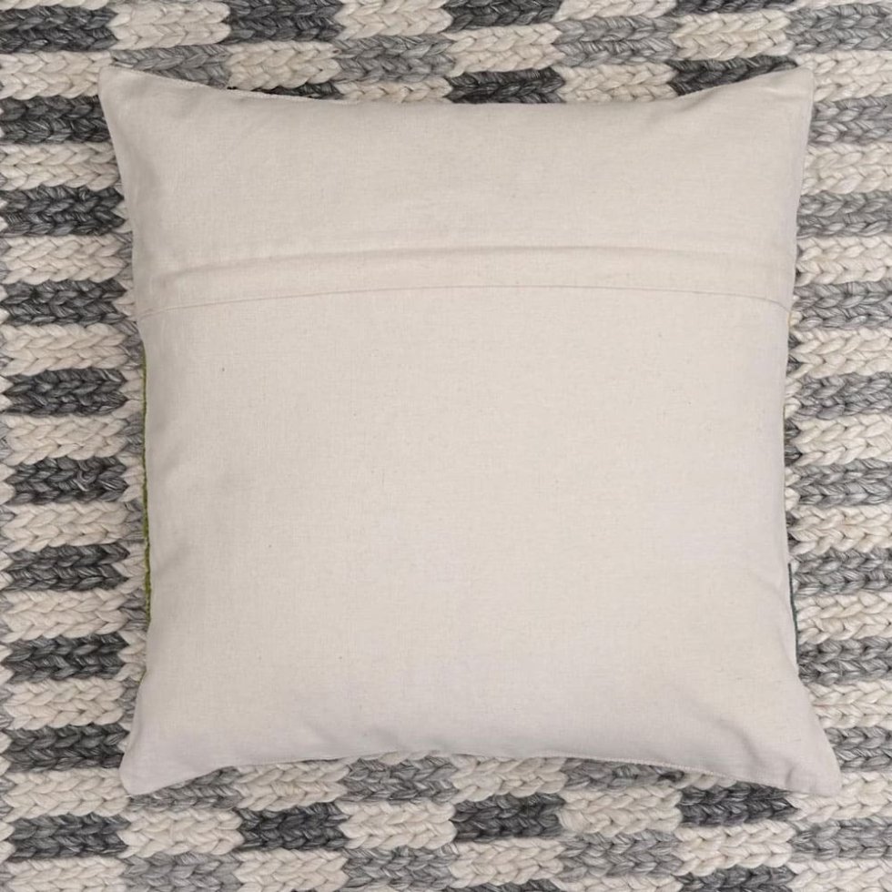 Ivory ornate wool and jute pillow - Image 2