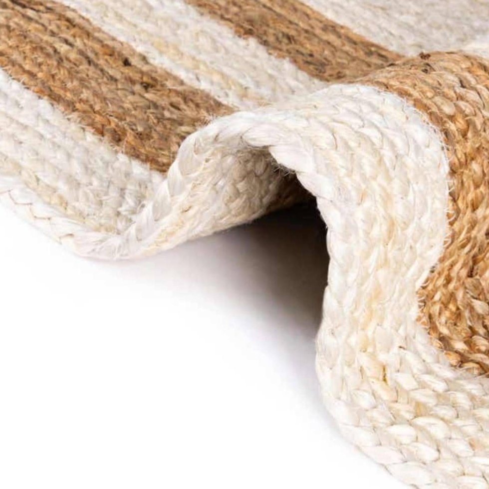 Natural and white target jute round rug - Image 4