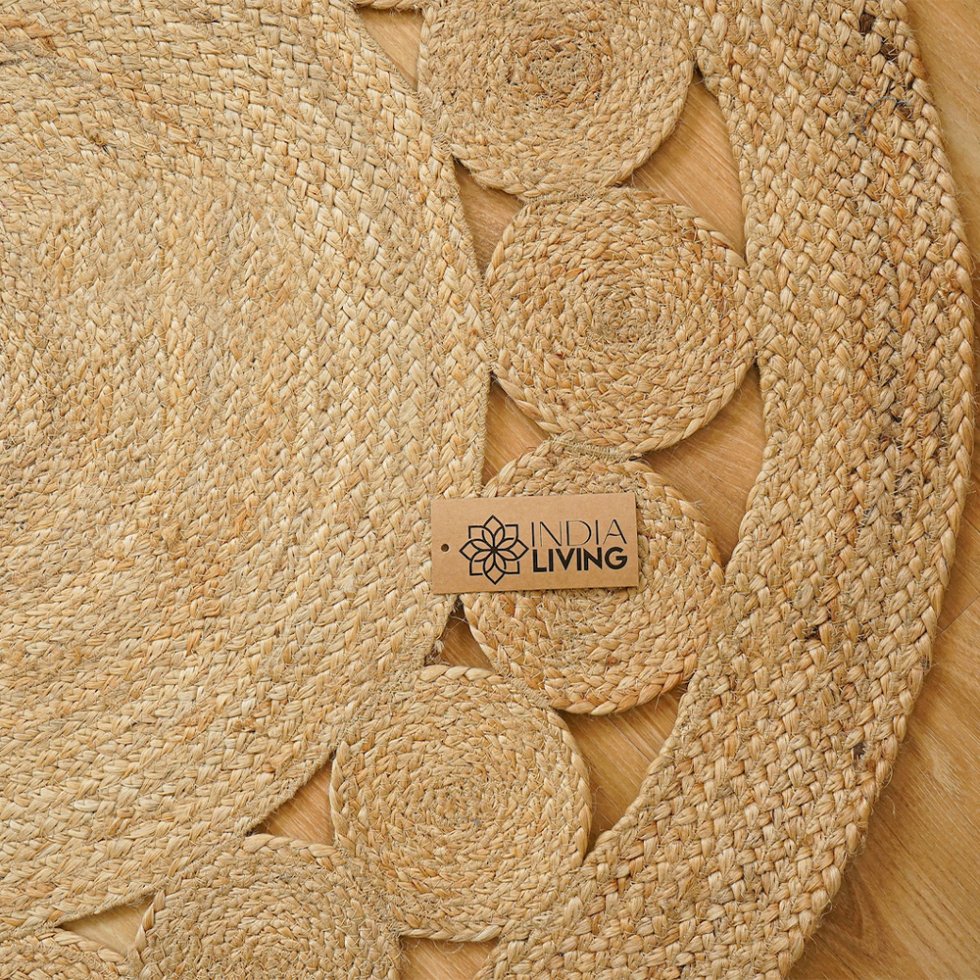 Natural round braided cut-out jute rug - Image 2
