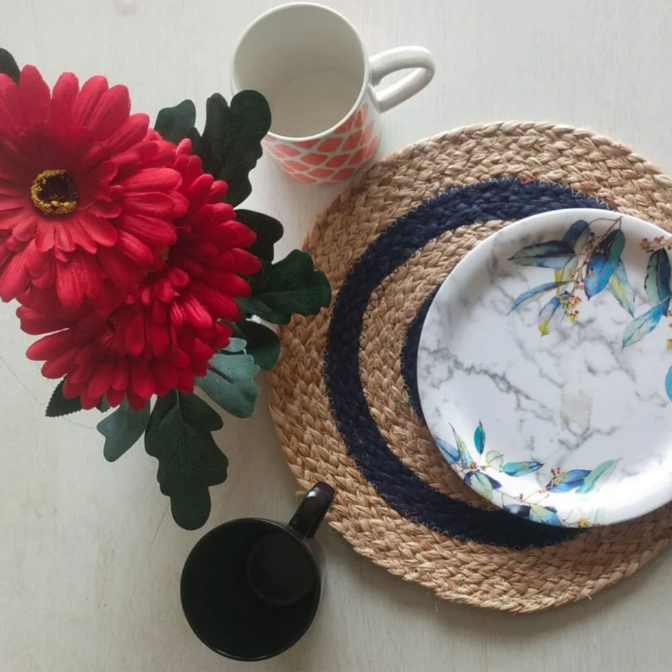 Navy target jute placemats