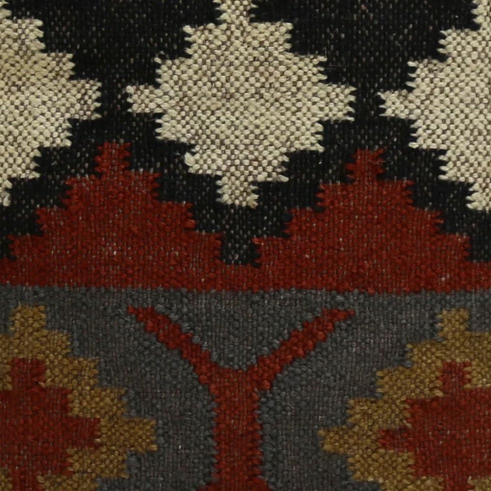 Oriental wool and jute kilim pouf - Image 3