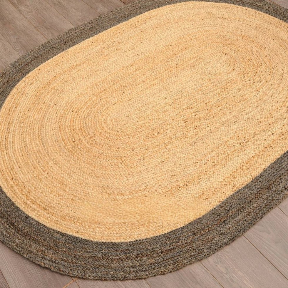 Oval jute rugs with brown border - Image 3