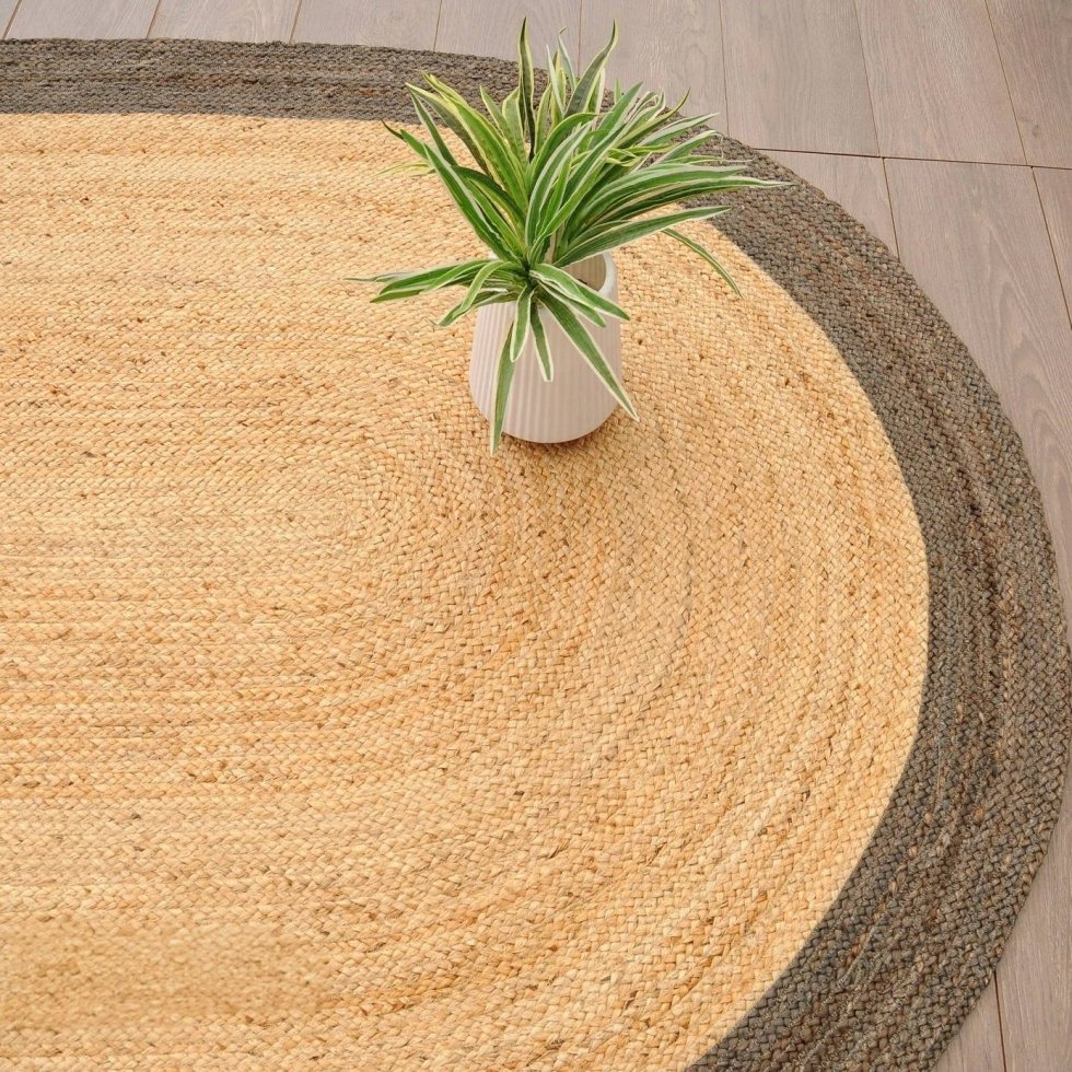Oval jute rugs with brown border - Image 4