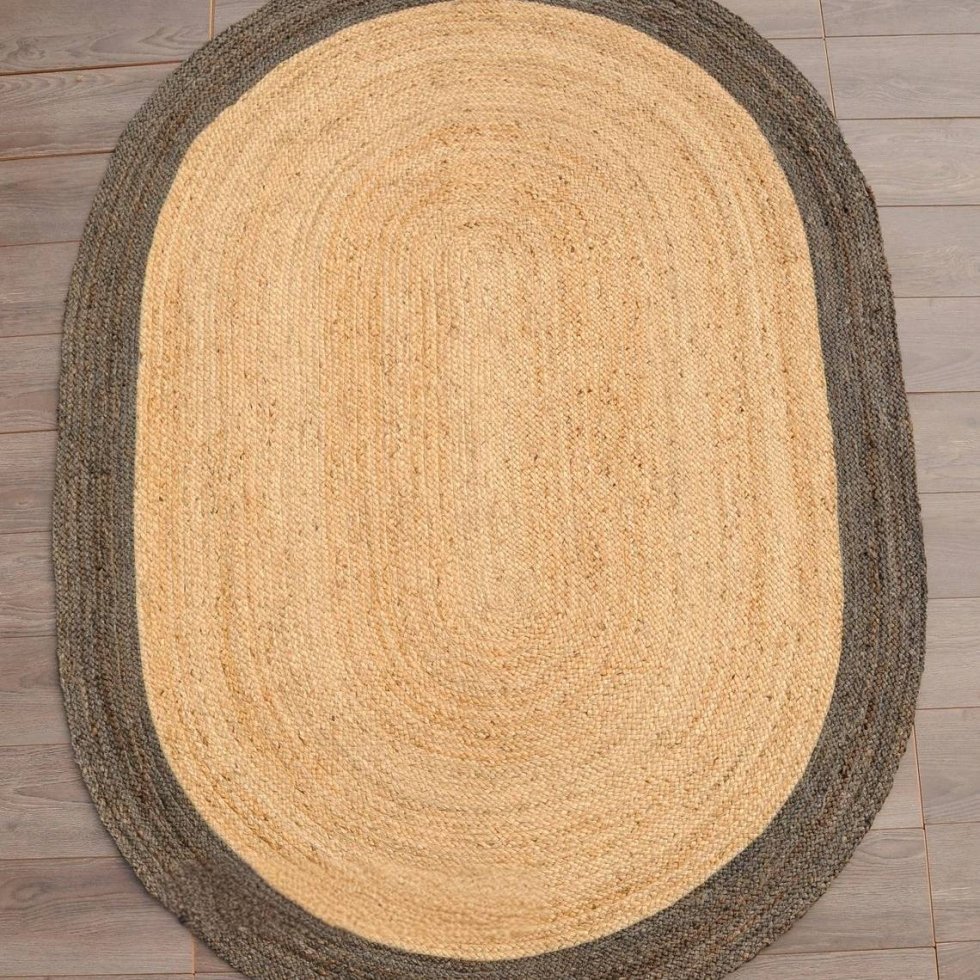 Oval jute rugs with brown border - Image 2