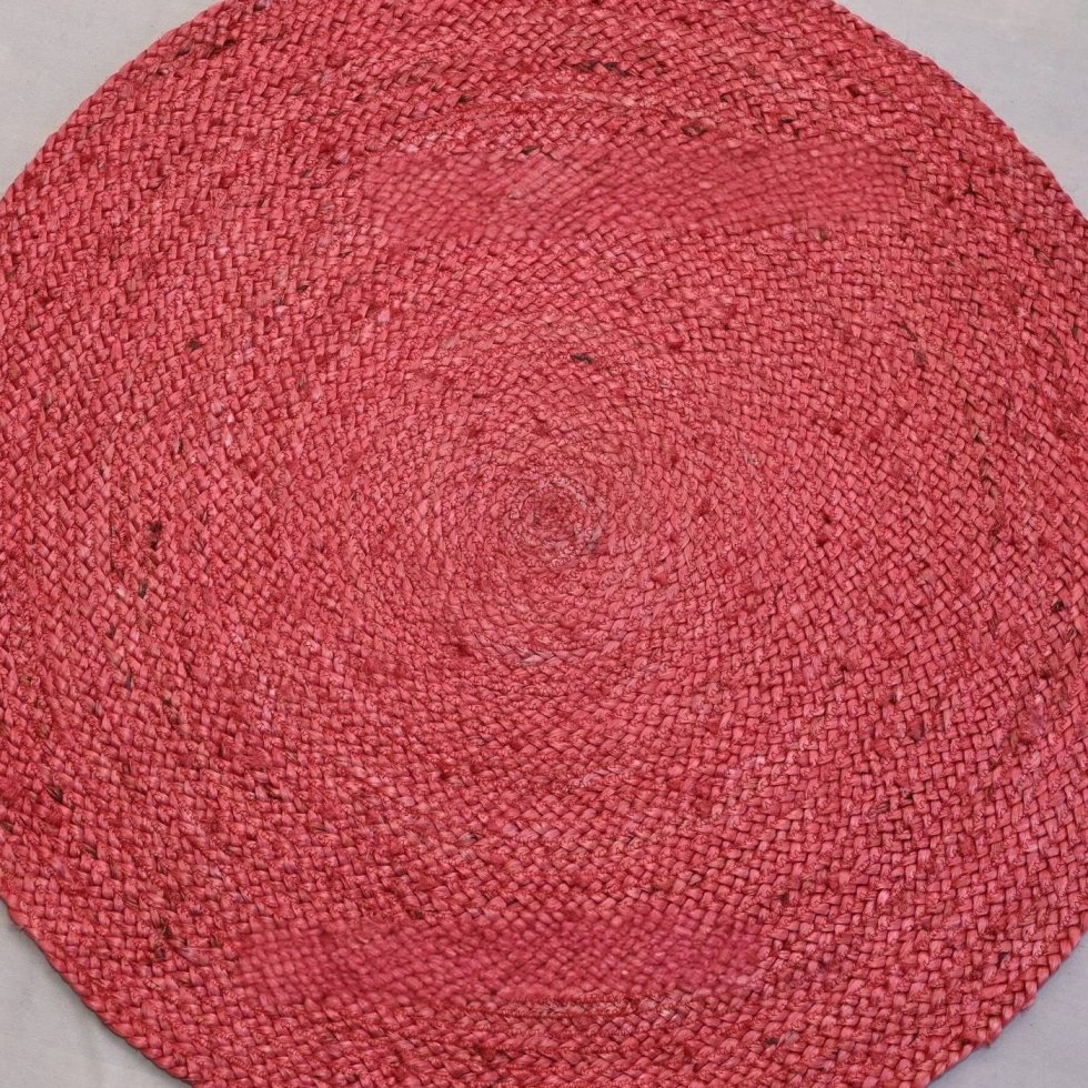 Pink braided round jute rug - Image 3