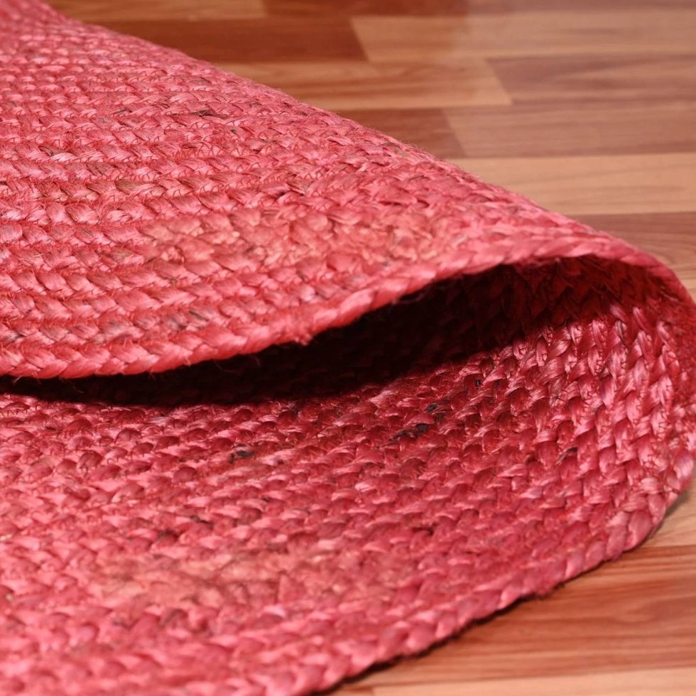 Pink braided round jute rug - Image 5