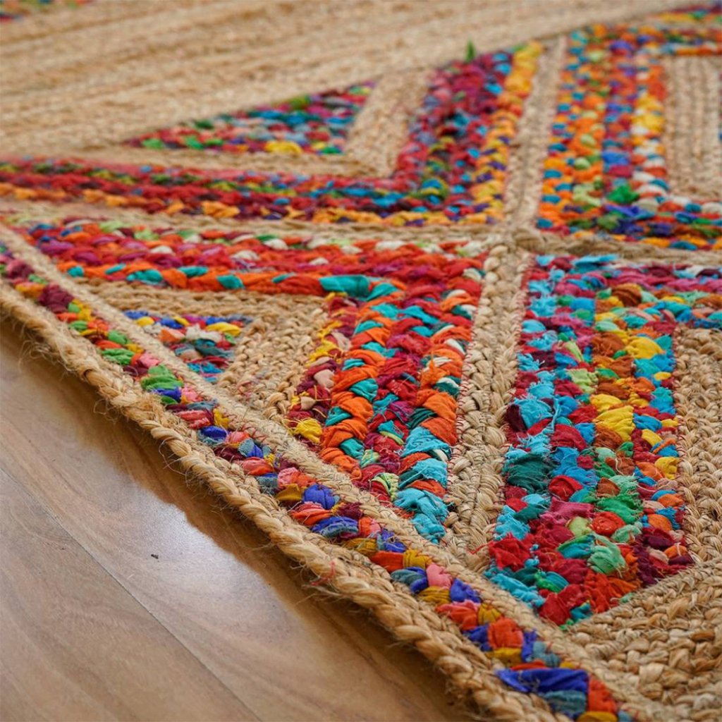 Braided Checkerboard Jute Rug