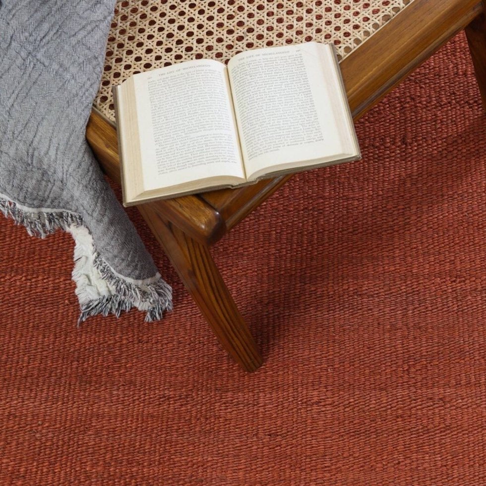 Red jute and hemp rug - Image 3
