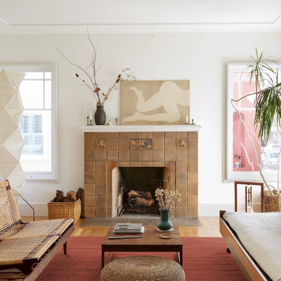 Red jute and hemp rug