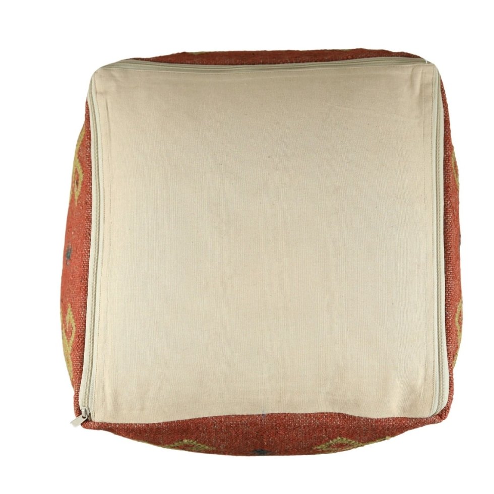 Red wool and jute kilim pouf - Image 2