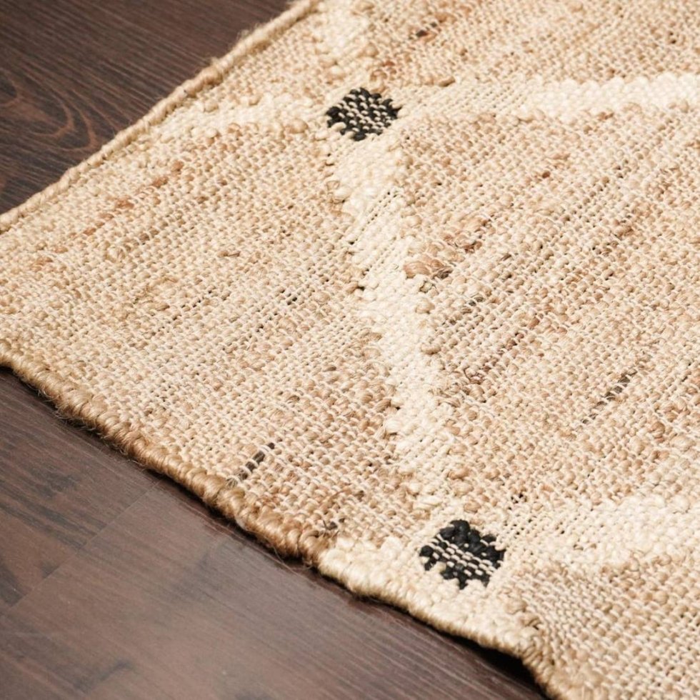Tan diamond cotton jute area rug - Image 2