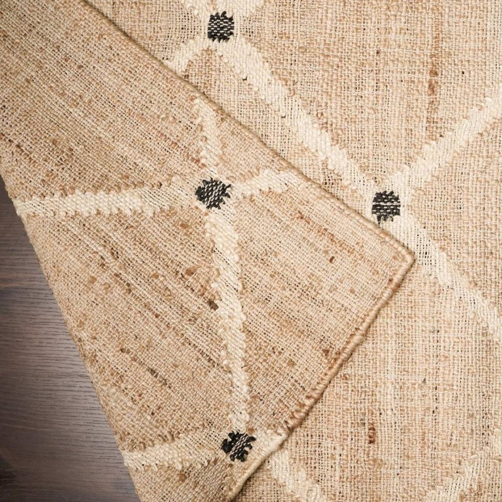 Tan diamond cotton jute area rug - Image 4