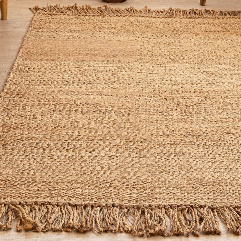 Tan hemp and jute rug - Image 4