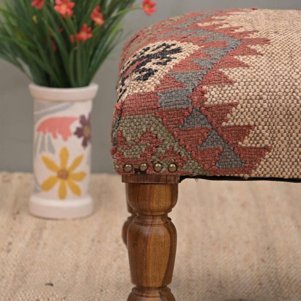 Tribal jute footsool ottoman - Image 2