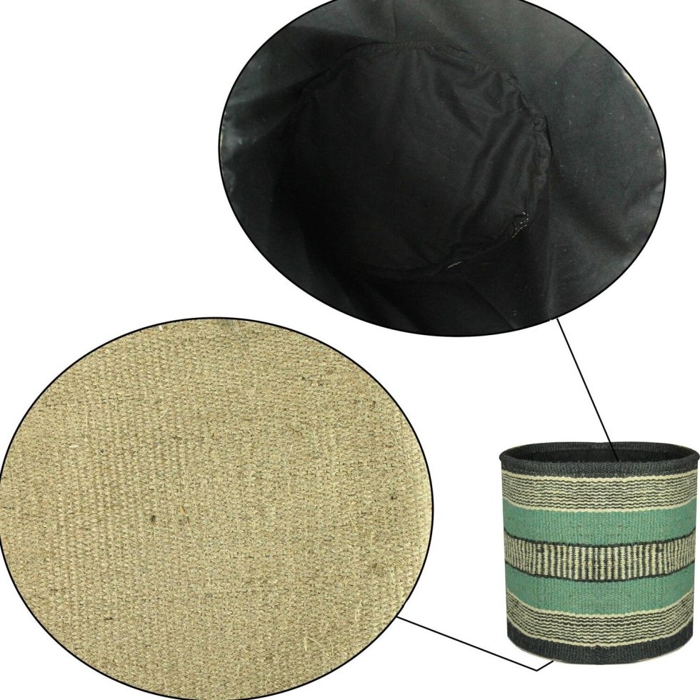 Turquoise stripe jute basket - Image 3