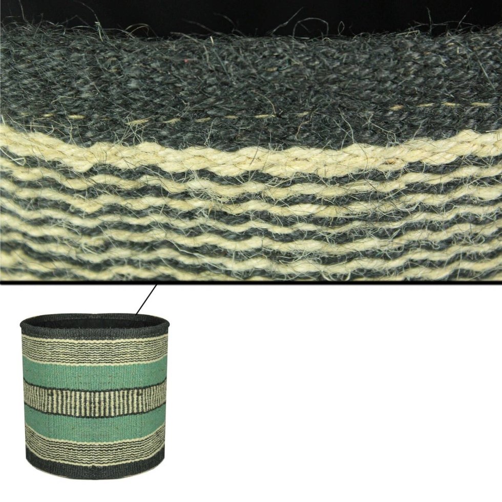 Turquoise stripe jute basket - Image 4