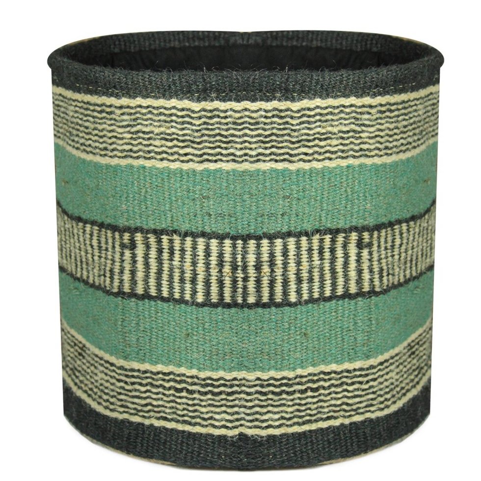 Turquoise stripe jute basket - Image 2