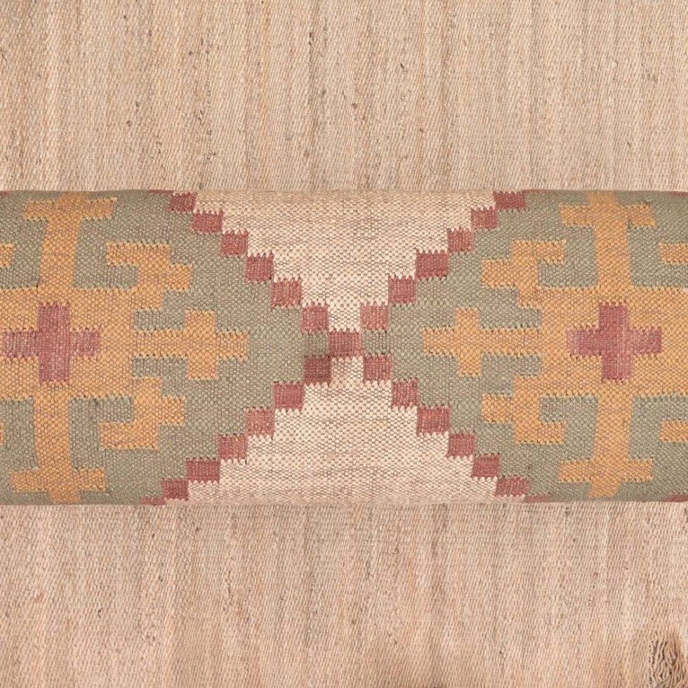 Upholstered wool and jute ottoman bench - Image 3