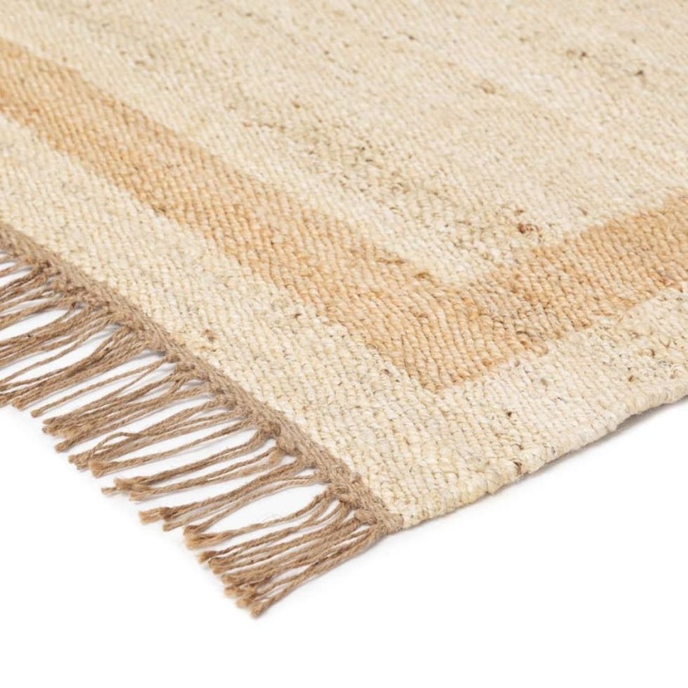 White and natural jute rug with tassels - Image 4