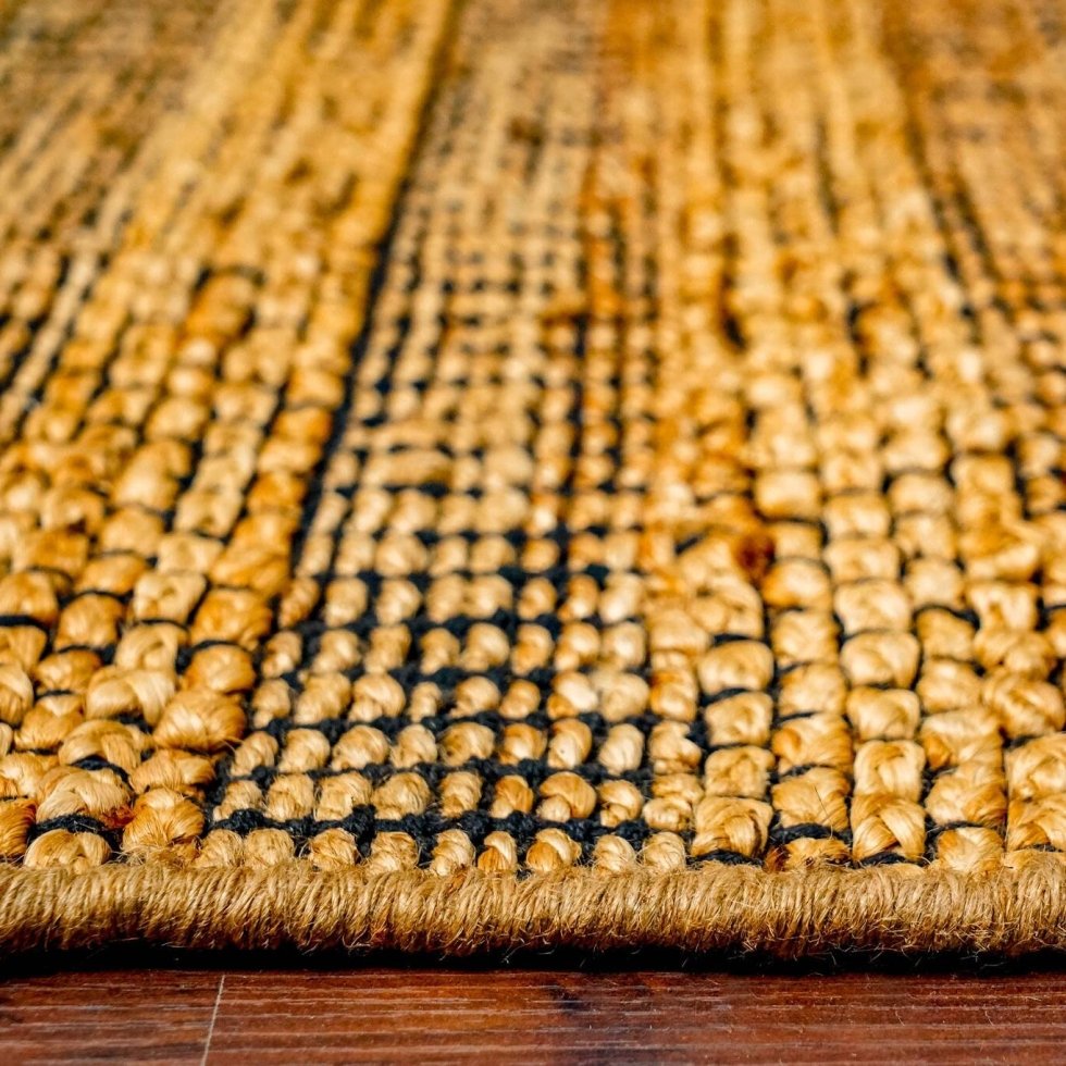 Yellow cotton and jute rug - Image 3