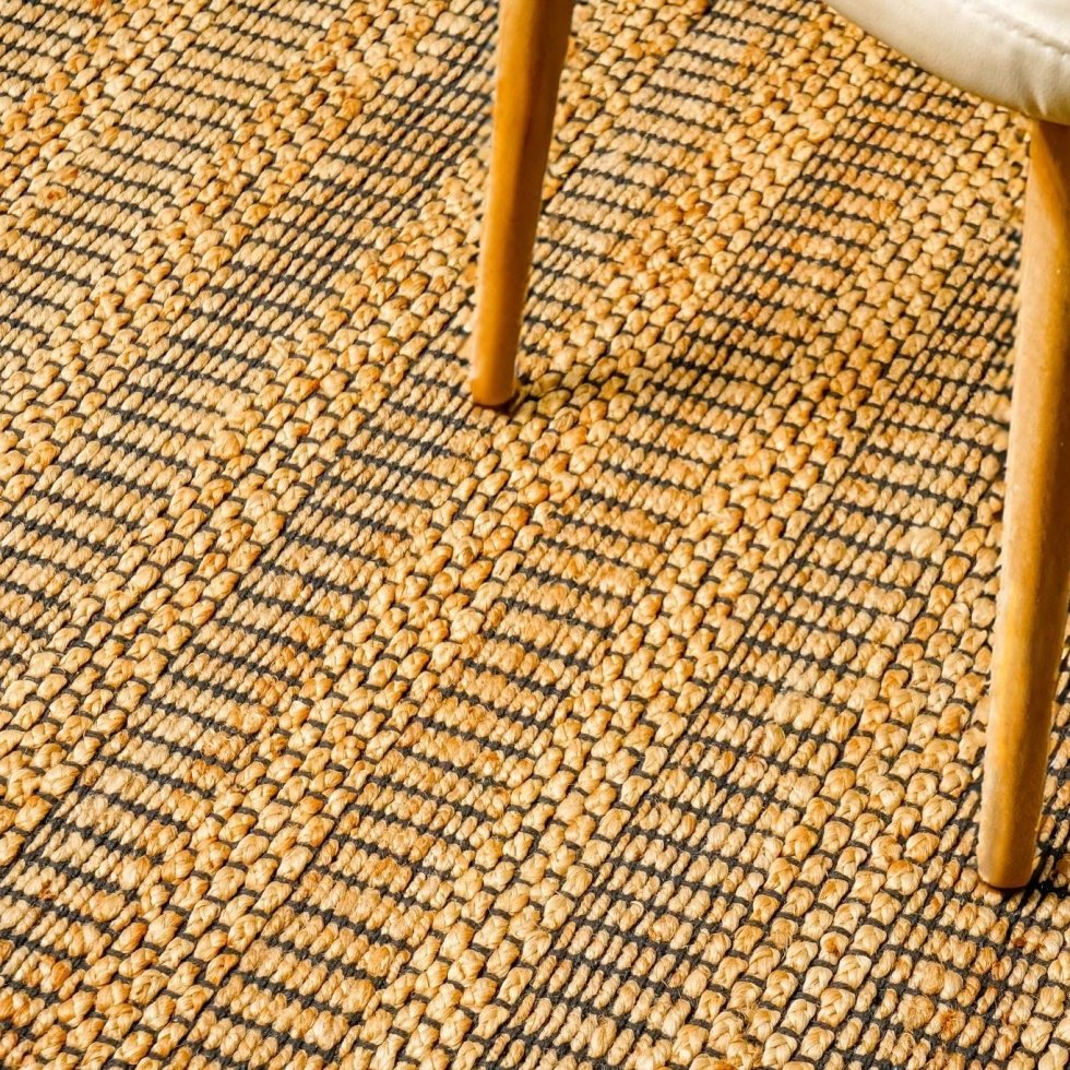 Yellow cotton and jute rug