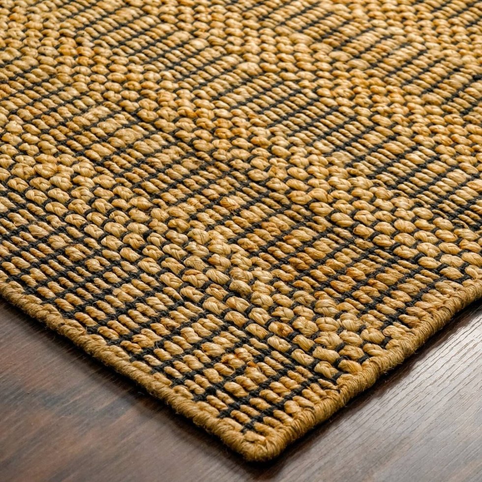 Yellow cotton and jute rug - Image 4