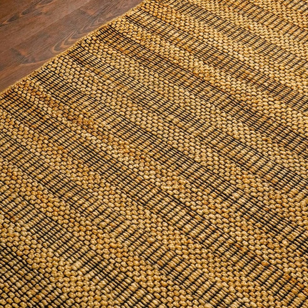 Yellow cotton and jute rug - Image 5