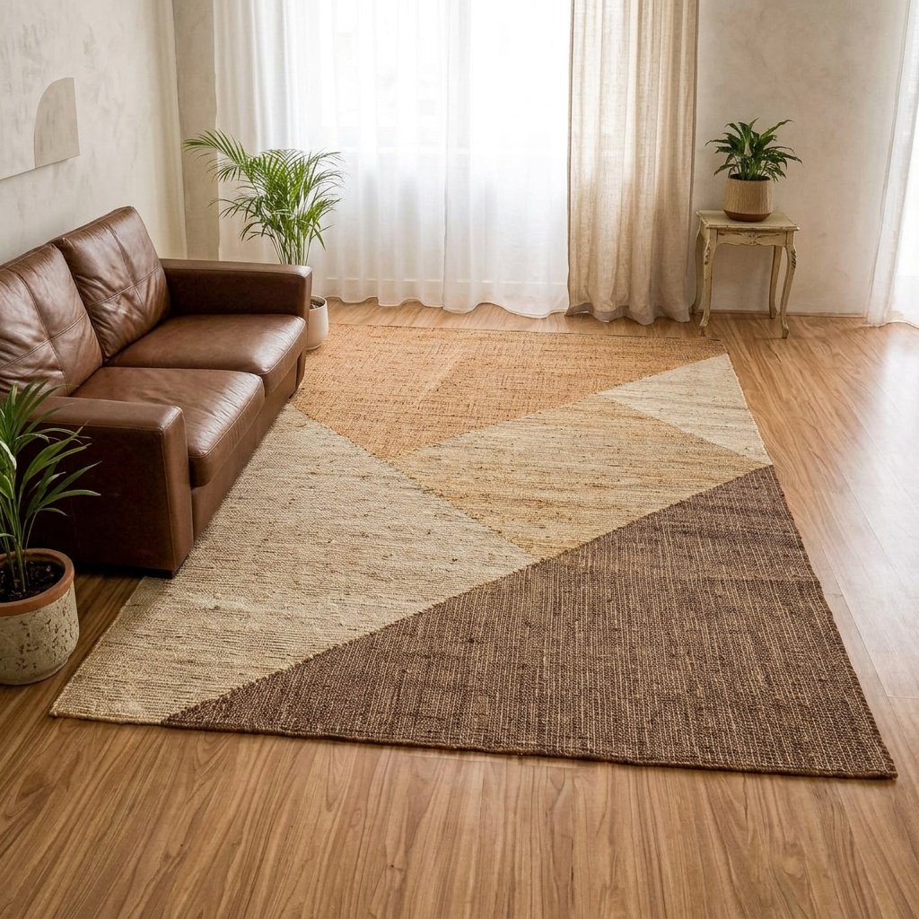 Beige jute blend abstract area rug Beige jute blend abstract area rug