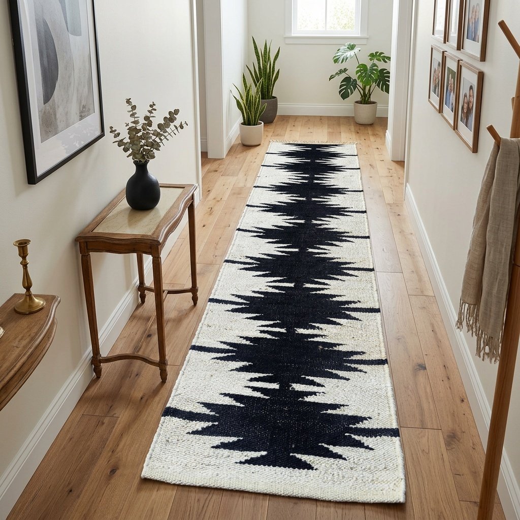Black and white hemp jute rug runner Black and white hemp jute rug runner