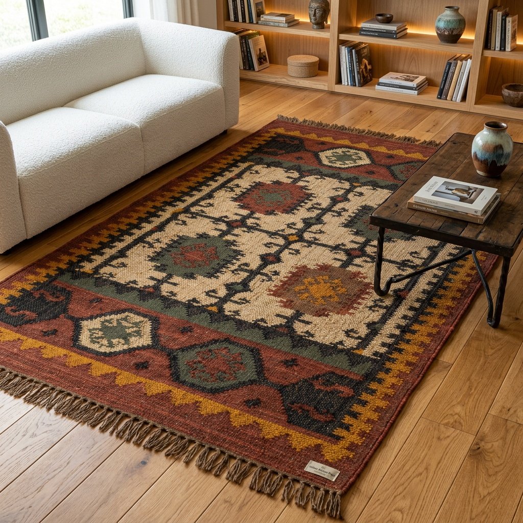 Brown navajo wool and jute rug Brown navajo wool and jute rug