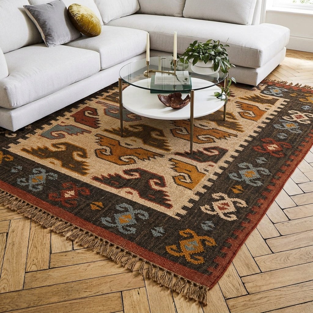 Ethnic kilim wool and jute rug Ethnic kilim wool and jute rug